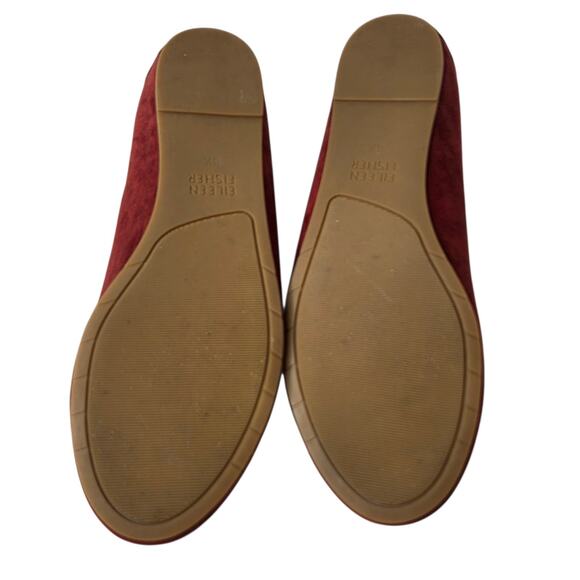 Eileen Fisher Cedar Red Suede Una Hidden Wedge Ballet Flat Shoes SZ 8.5 - Picture 10 of 11